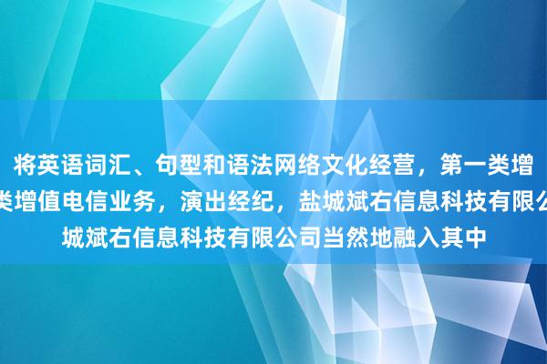将英语词汇、句型和语法网络文化经营,第一类增值电信业务,第二类增值电信业务,演出经纪,盐城斌右信息科技有限公司当然地融入其中